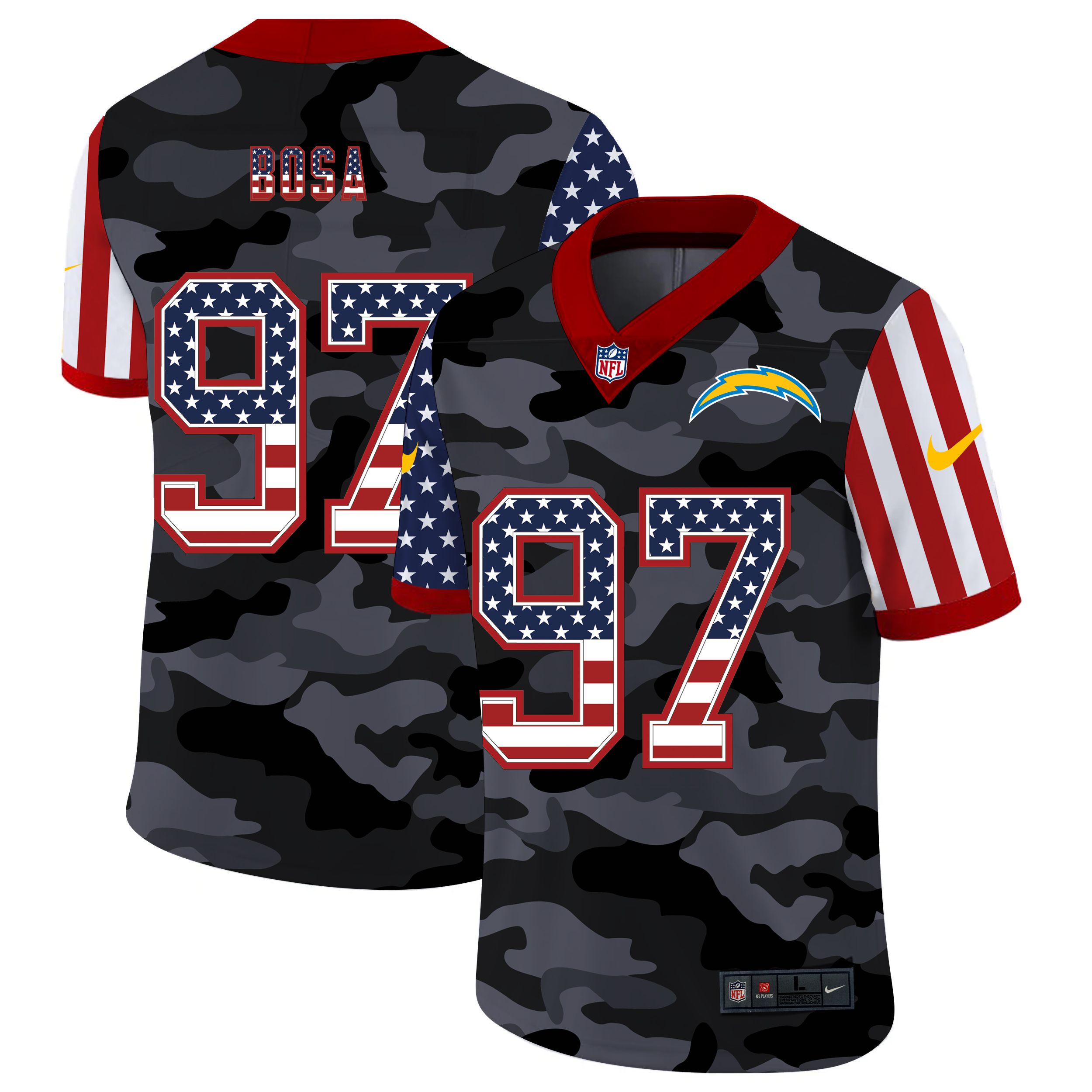 Men Los Angeles Chargers #97 Bosa 2020 Nike USA Camo Salute to Service Limited NFL Jerseys->los angeles chargers->NFL Jersey